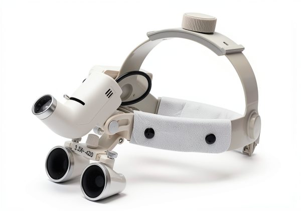 EustomA 3.5x Dental Loupe Light White Leather Handle Glass Lens-1