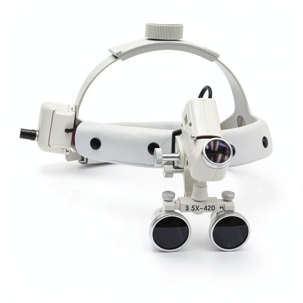 EustomA 3.5x Dental Loupe Light White Leather Handle Glass Lens-5